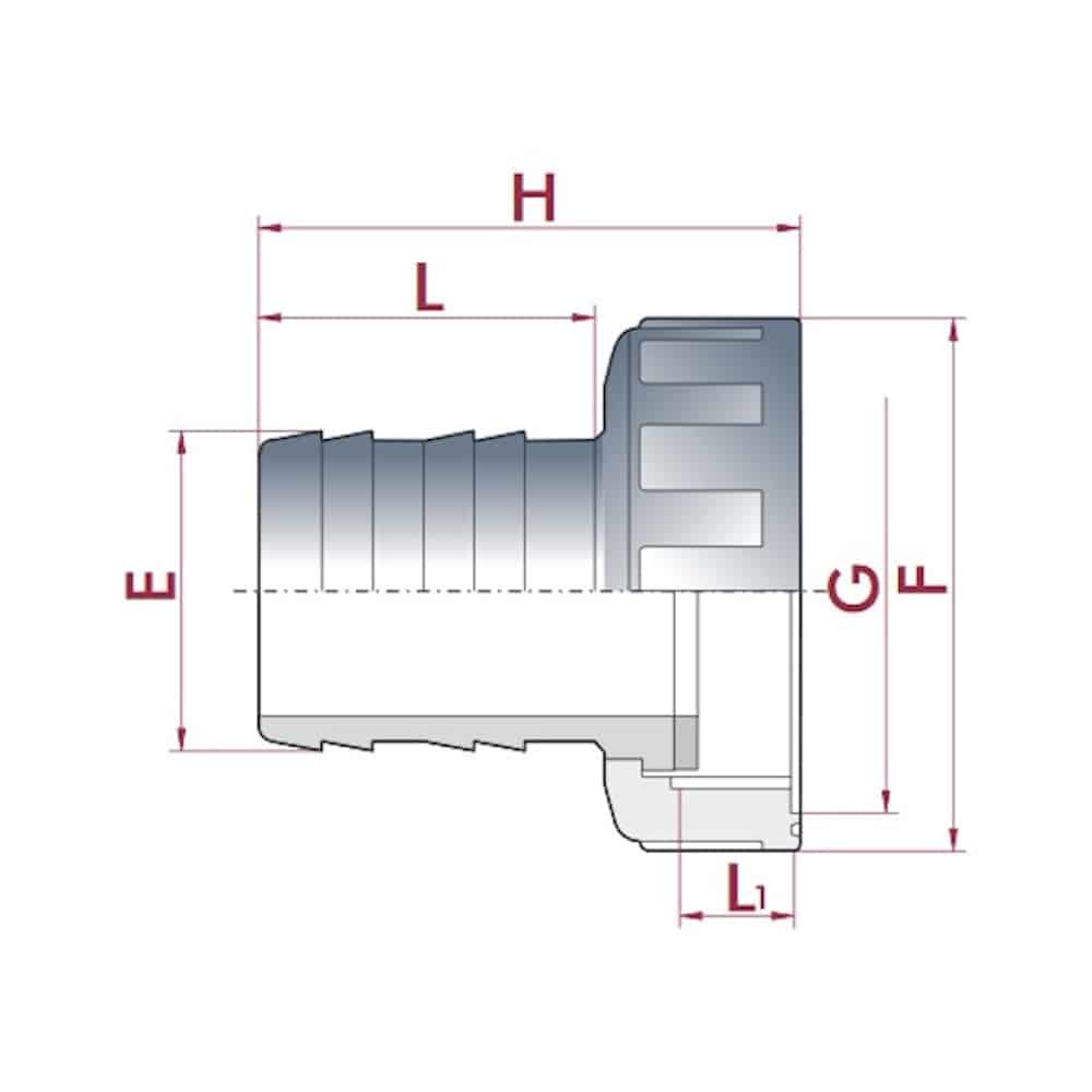 PVC hadicová tŕň s maticou 1" IG x 20 mm-0