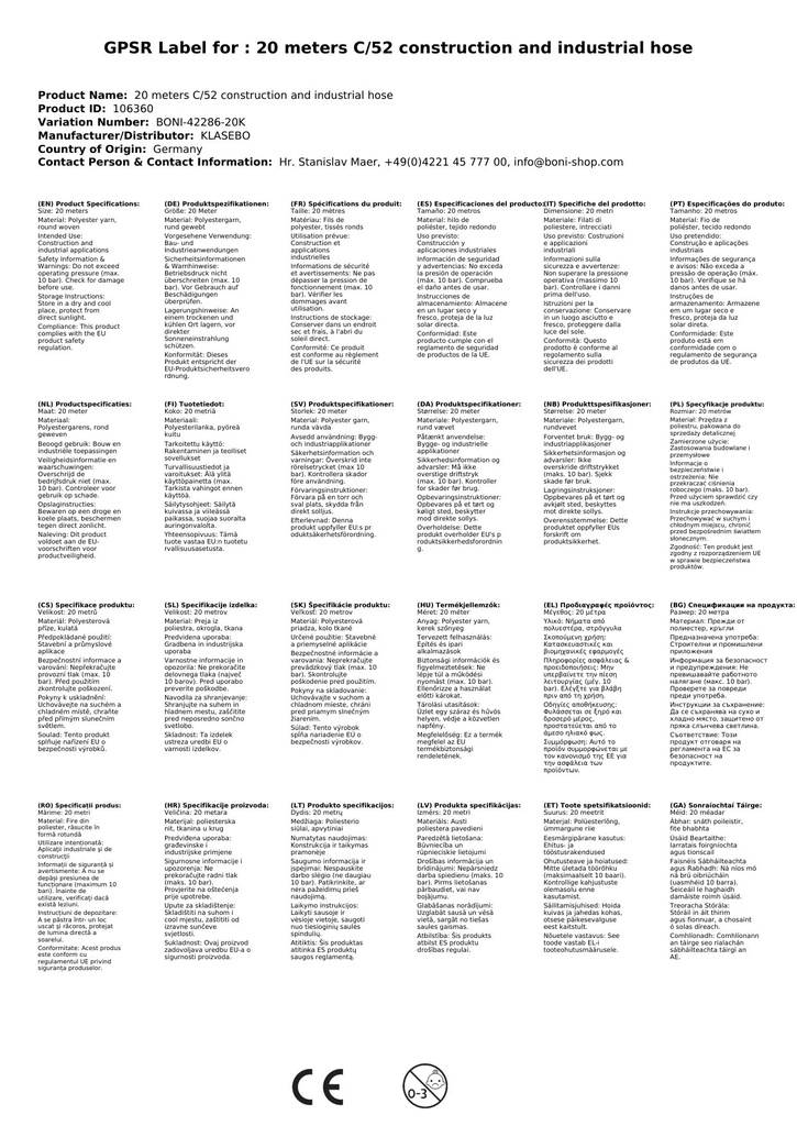 20 metrov C/52- stavebná a priemyselná hadica-1