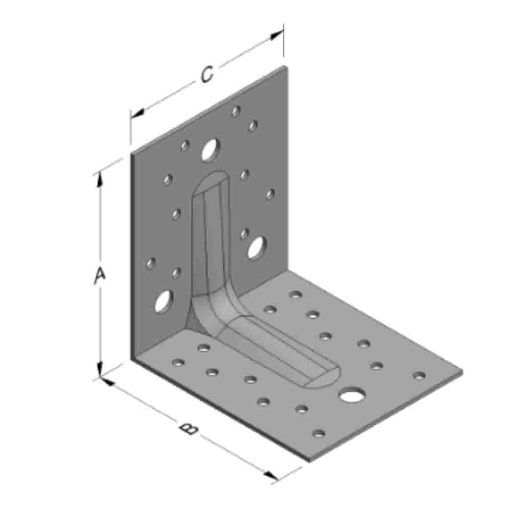 Angle Connector 105 x 105 x 90 x 2 mm with Rib-0