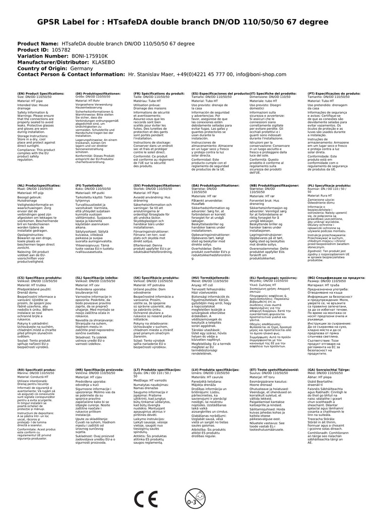 HTsafeDA Dvojitá odbočka DN/OD 110/50/50 67 stupňov-2