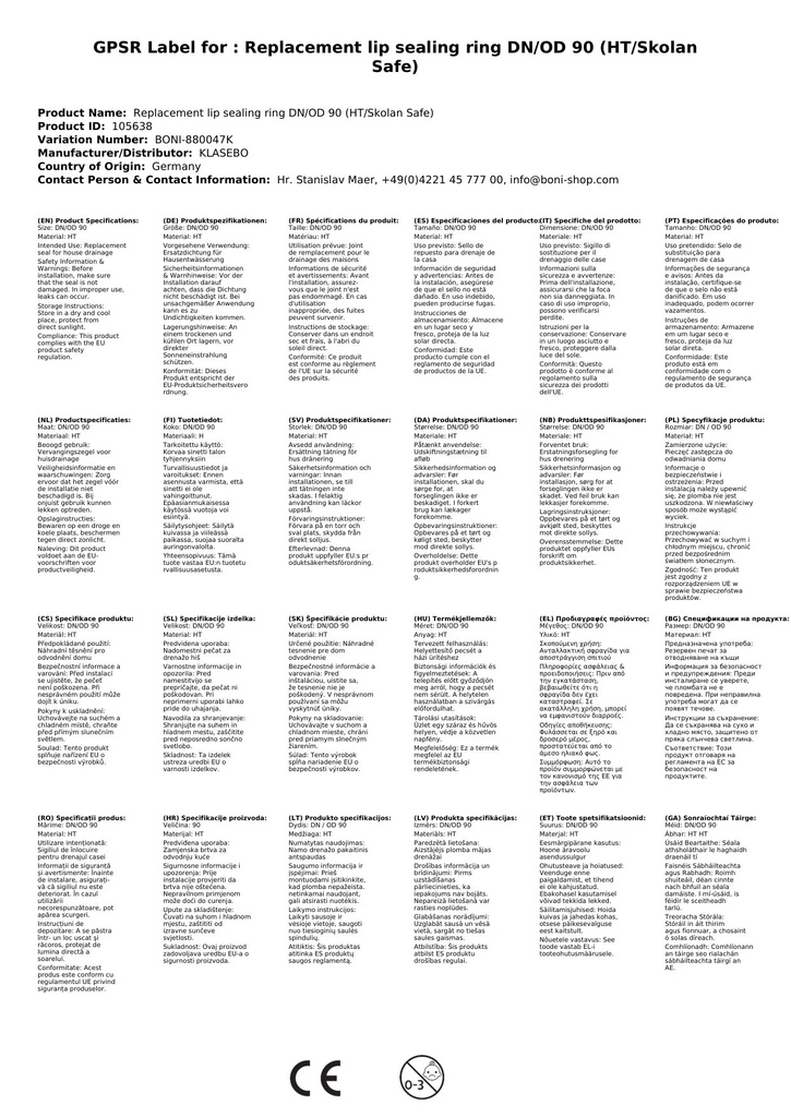 Náhradné tesniace krúžky DN/OD 90 (HT/Skolan Safe)-2