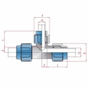 PP PE rúrková skrutkovacia tvarovka T-kus redukovaný 32 x 25 x 32-0