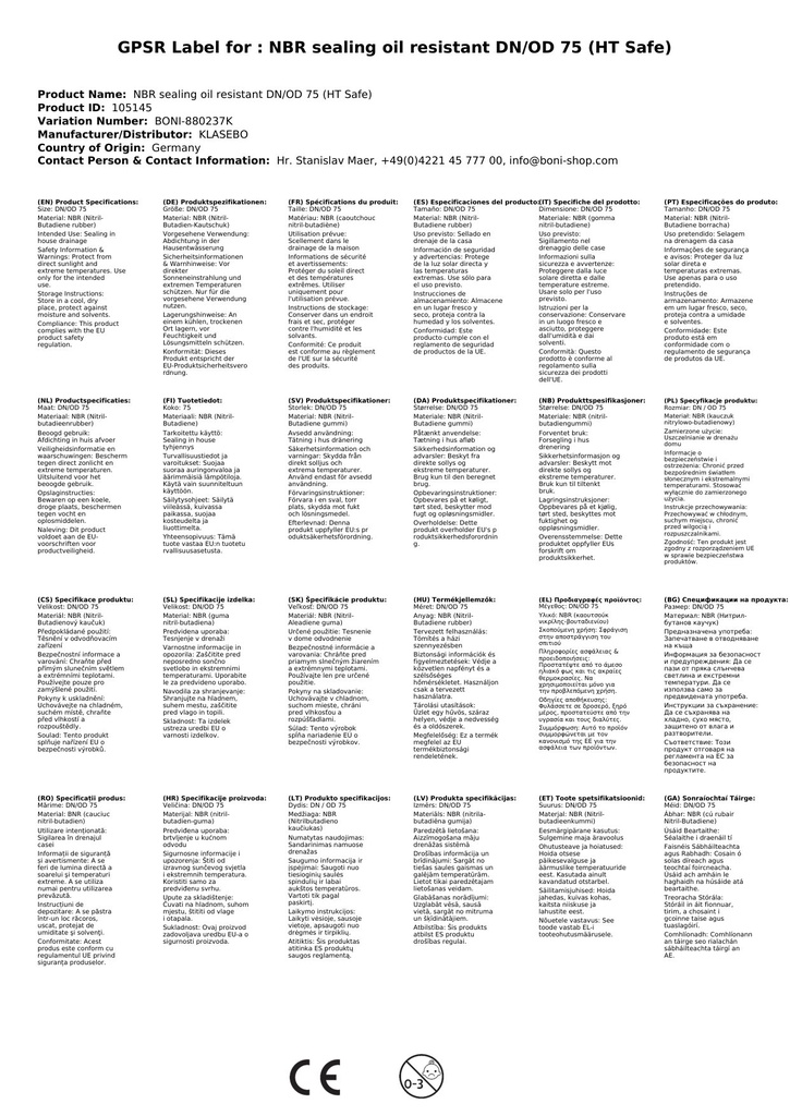 NBR-Dichtung -ölbeständig- DN/OD 75 (HT Safe)-2