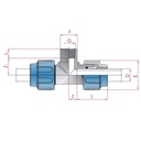 PP PE Rúrková spojka T-kus 25 x 3/4" IG x 25-0