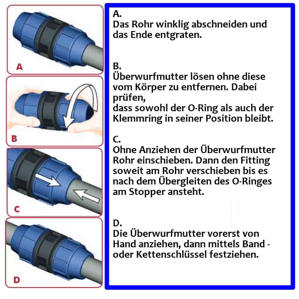 PP PE Rohr Verschraubung Kupplung reduziert 40 x 32-2