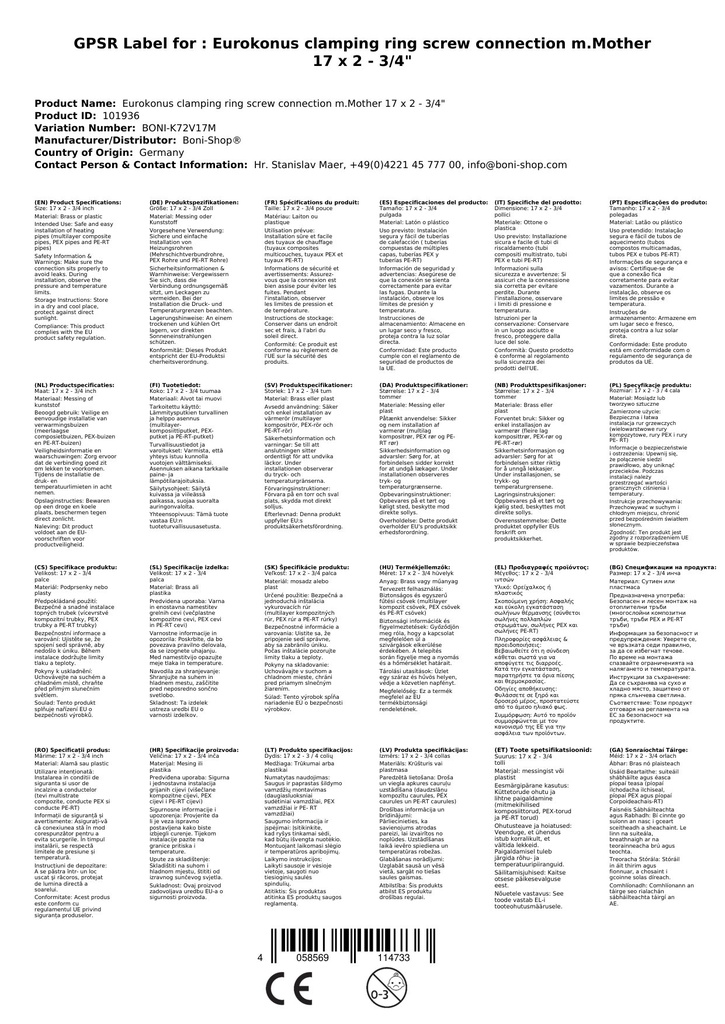 Eurokonus upínacia krúžková spojka s maticou 17 x 2 - 3/4"-2