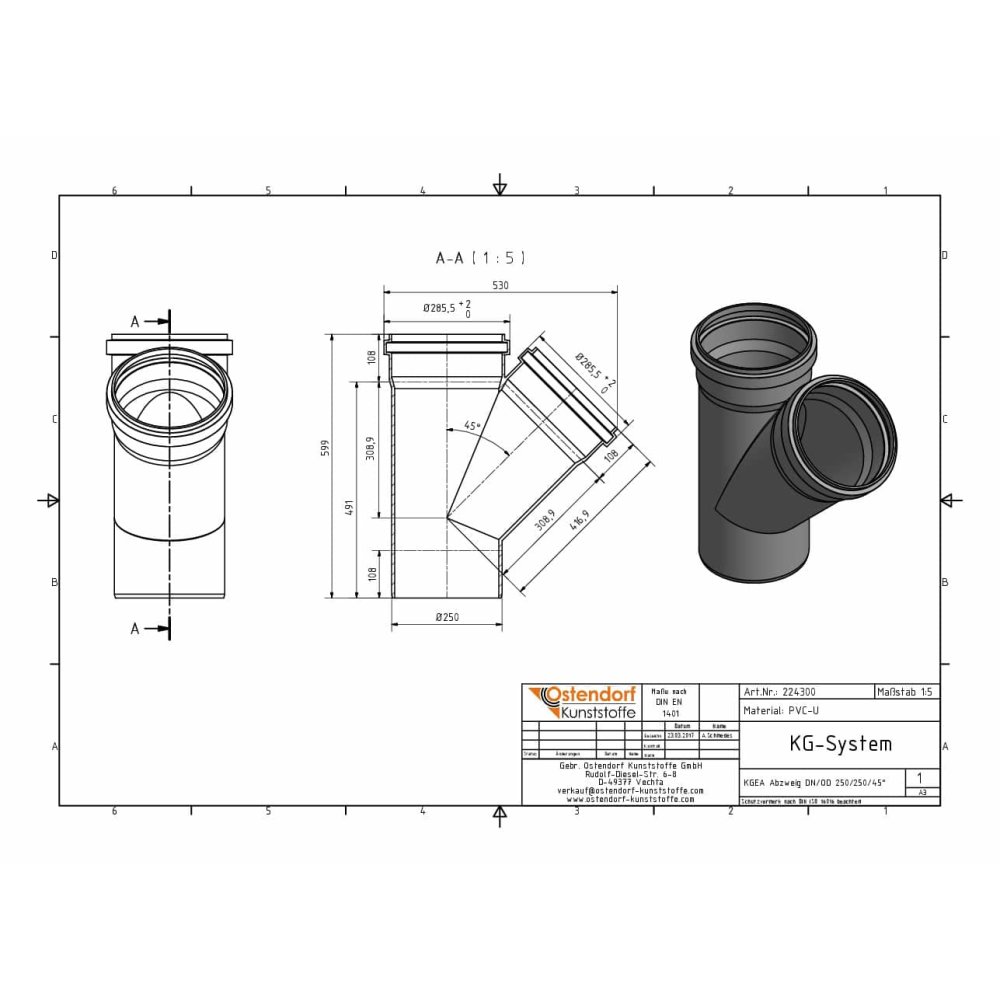 KGEA Odbočka DN/OD 250/250 45 Stupeň-1