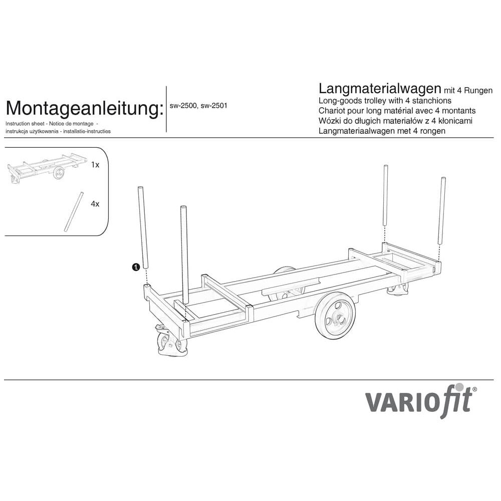 Vozík na dlhý materiál so 4 stĺpikmi (PO)-0