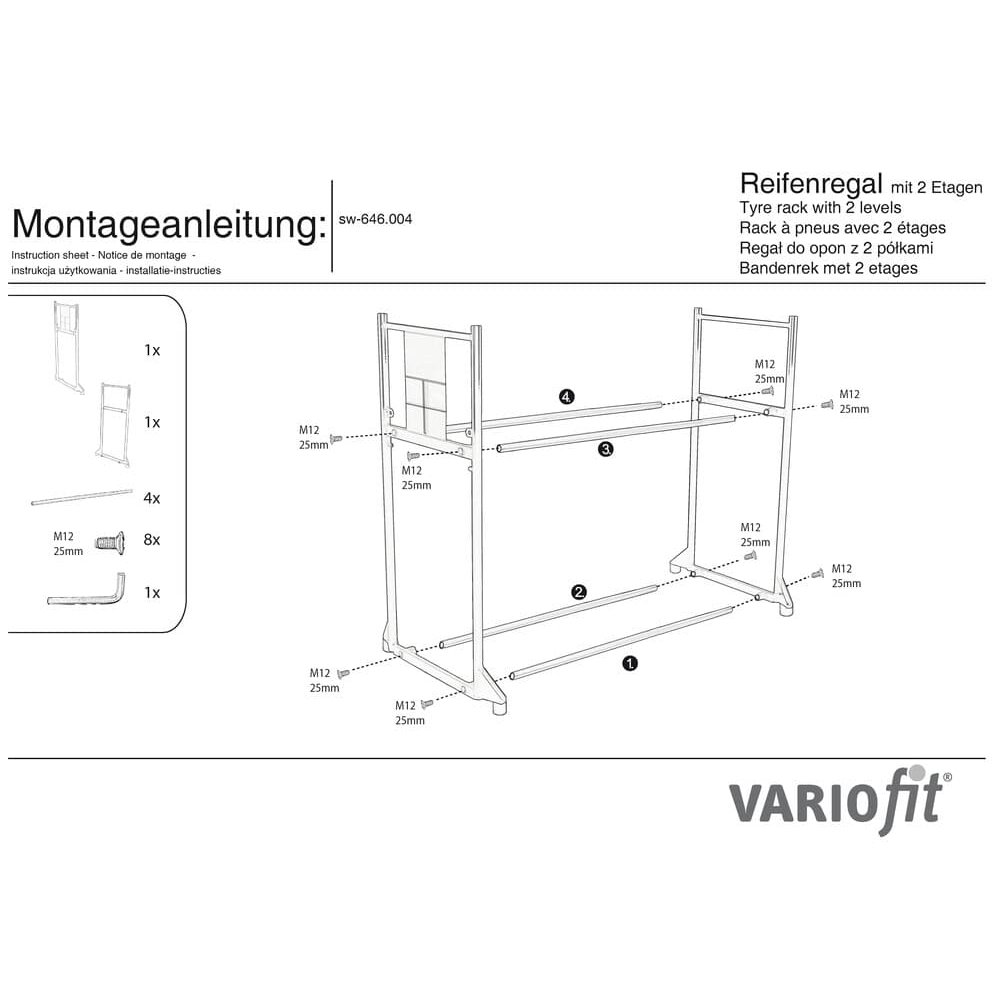 Regál na pneumatiky s 2 úrovňami 300 kg 1205 x 780 x 1325 mm-0