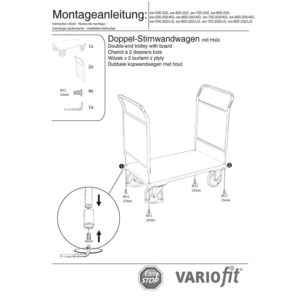 Dvojitý čelný vozík 500 kg Typ L + EasySTOP-0