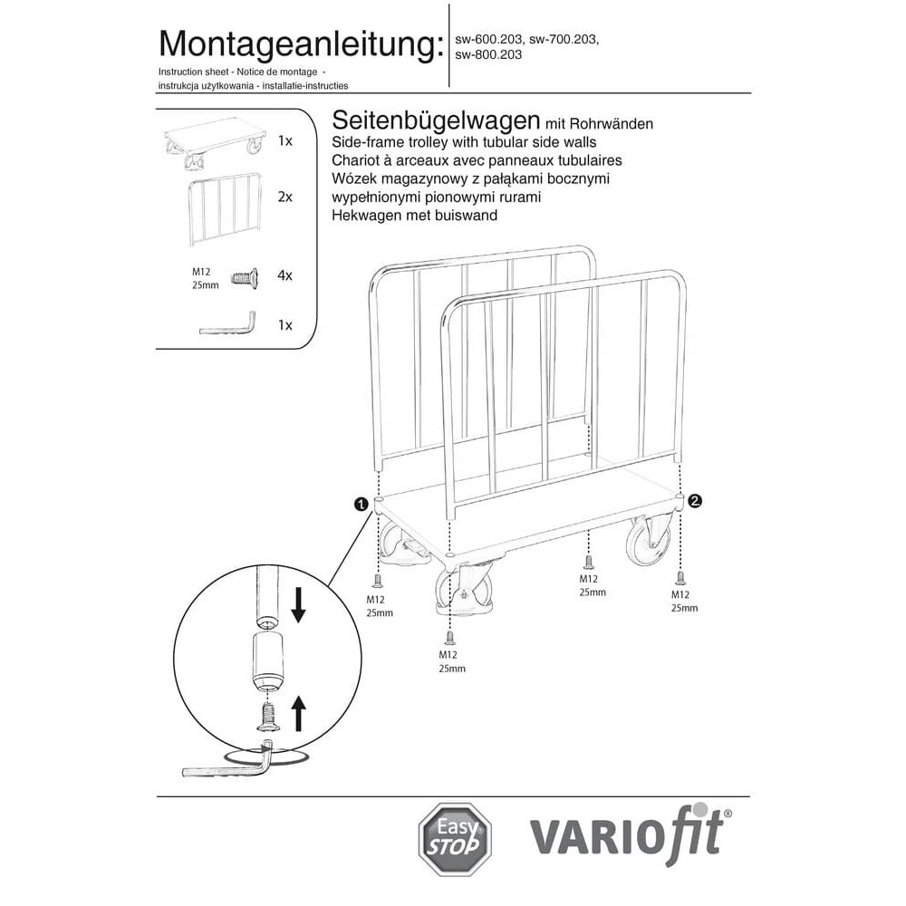 Vožík so stranovými oblúkami Typ M + EasySTOP-0