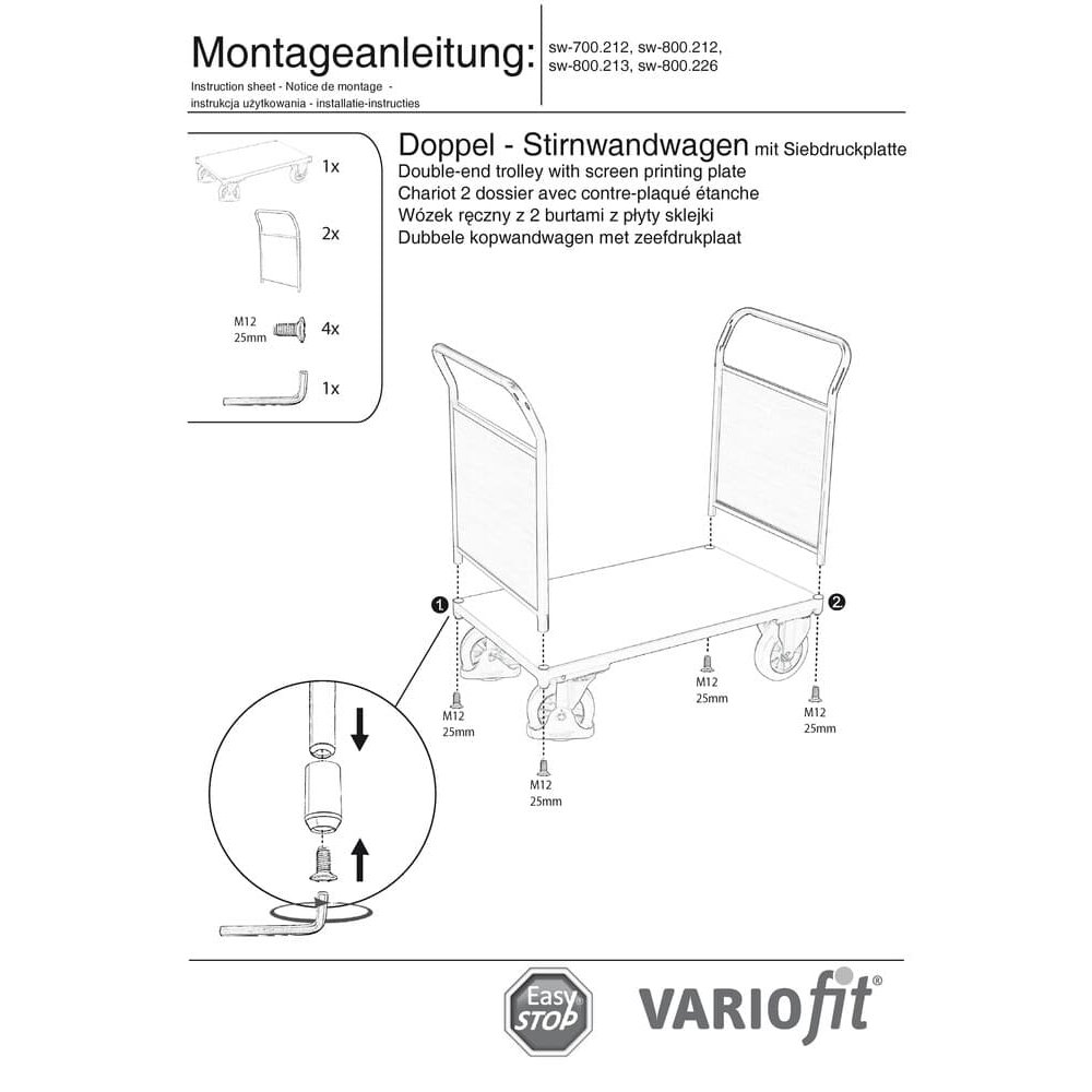 Dvojité čelné vozíky 1000 kg Typ M + EasySTOP-0