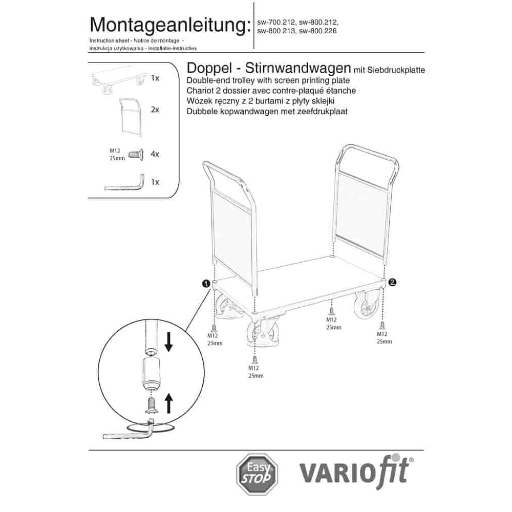 Dvojstenný vozík 1000 kg Typ XL + EasySTOP-0