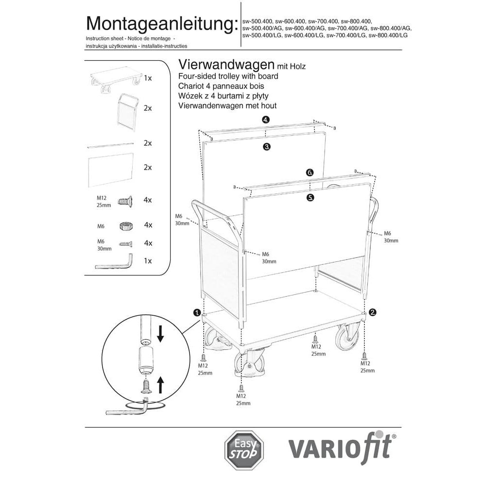 Vozík s bočnicami 500 kg Typ XL + EasySTOP-0