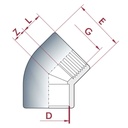 PVC-U 45° koleno objímka x IG 20 mm x 1/2"PN10-0