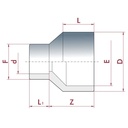 PVC-U redukcia dlhá 40-32mm x 25 mm PN16-0