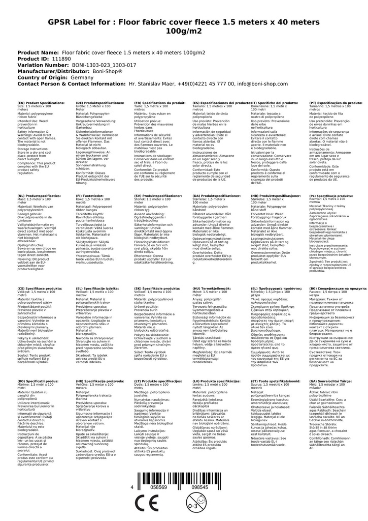 Pôdna textília Krycia plachta 1,5 metra x 40 metrov 100g/m²-2