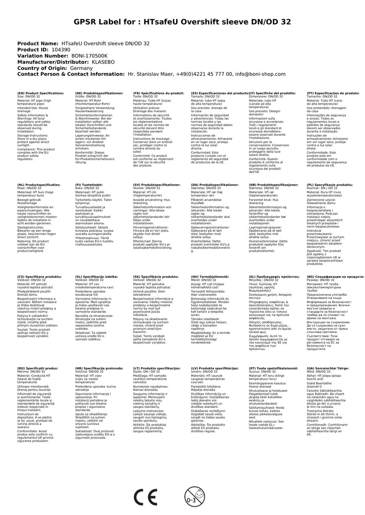 HTsafeU Prechodová spojka DN/OD 32-3