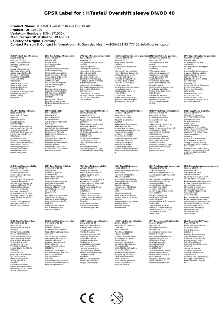 HTsafeU Prechodová spojka DN/OD 40-2