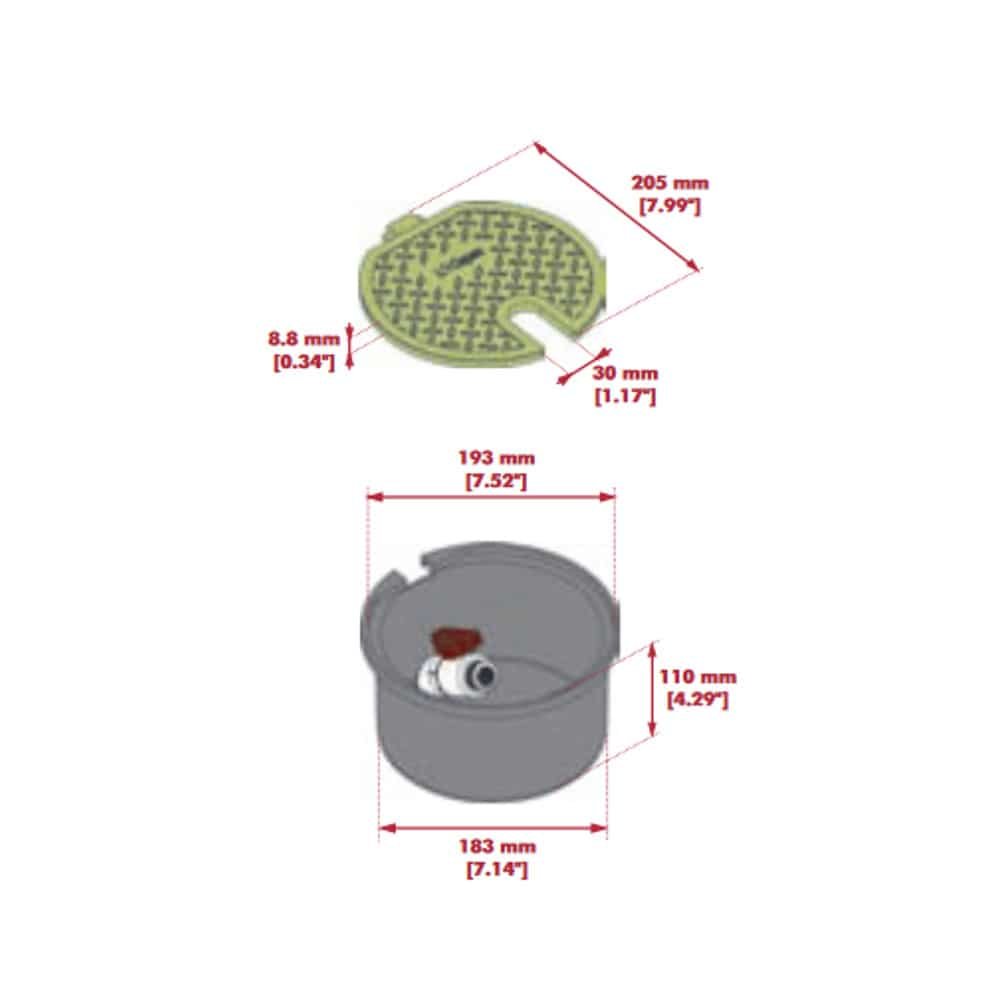 Okrúhla ventilová šachta 110 mm výška s 3/4" ventilom-1