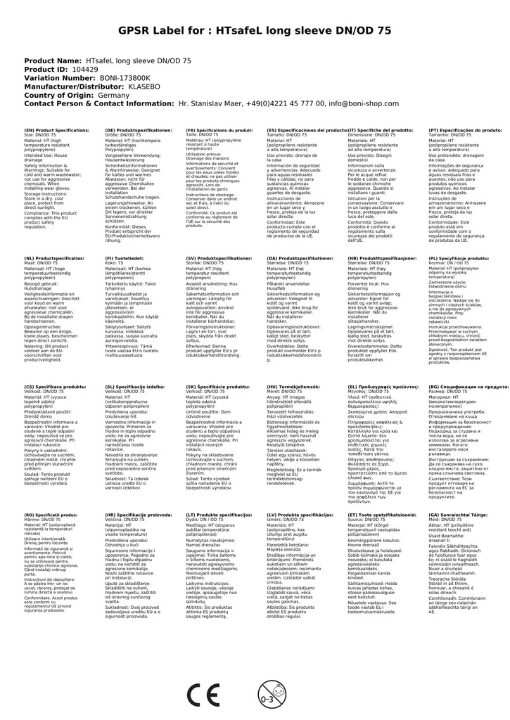 HTsafeL Dlhá spojka DN/OD 75-2