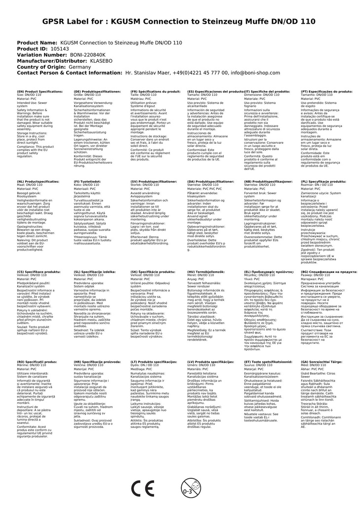 KGUSM pripojenie na kameninovú hrdlovú rúru DN/OD 110-3