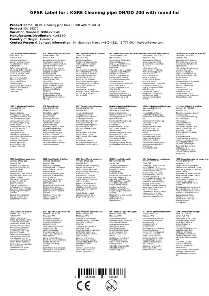 KGRE čistiaca rúra DN/OD 200 s okrúhlym krytom-2