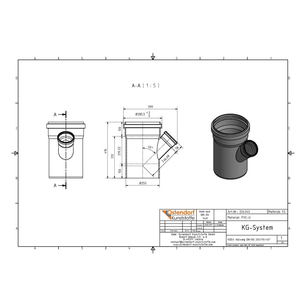 KGEA odbočka DN/OD 250/110 45 stupňov-4