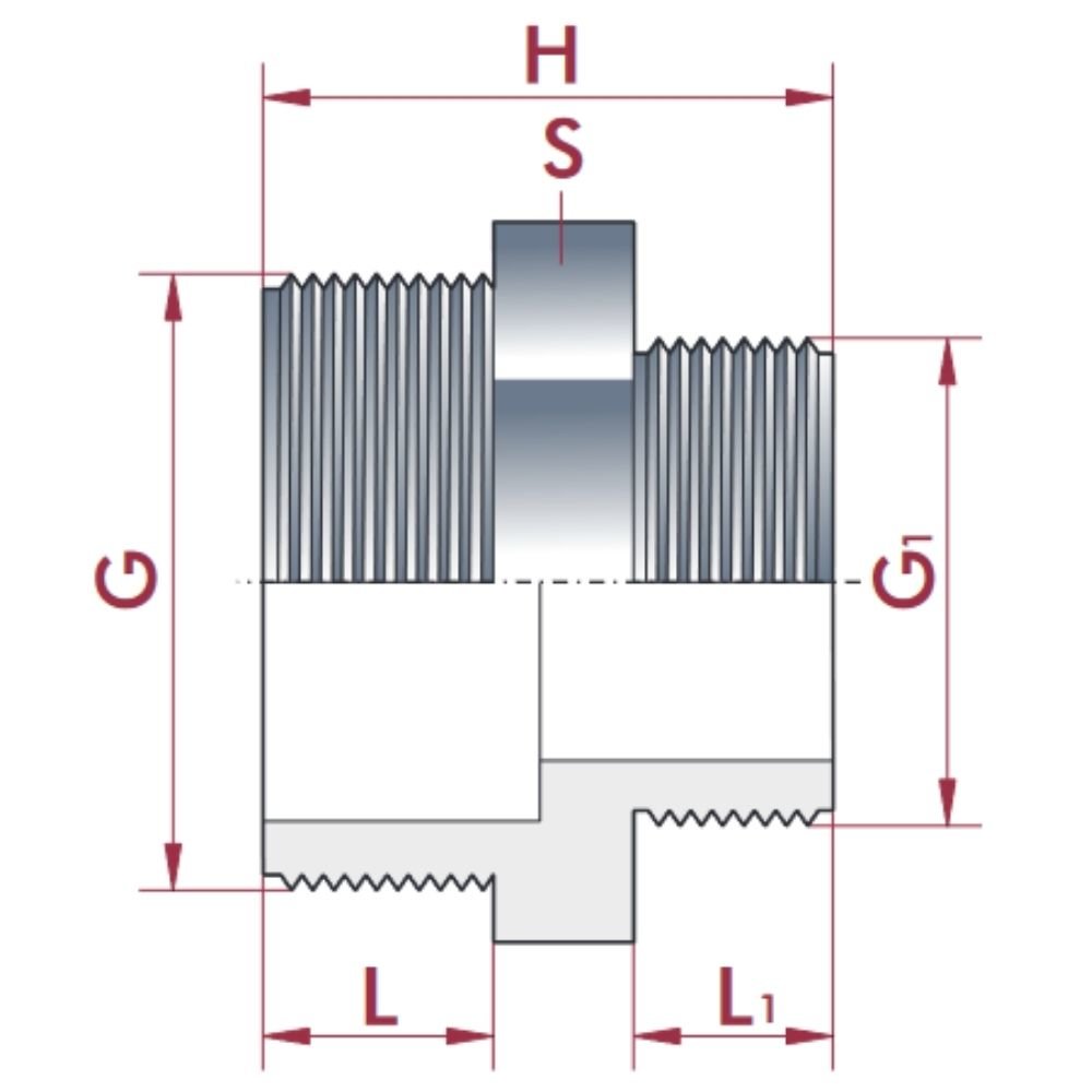 PVC - U redukovaná dvojitá vsuvka AG 3/4" x 1/2"-0