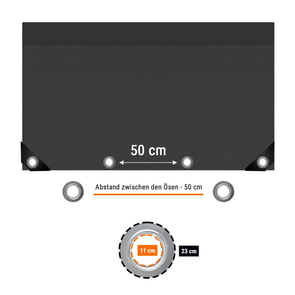 Stavebná plachta 160g/m² čierna PE 1,76m x 3,41m-0