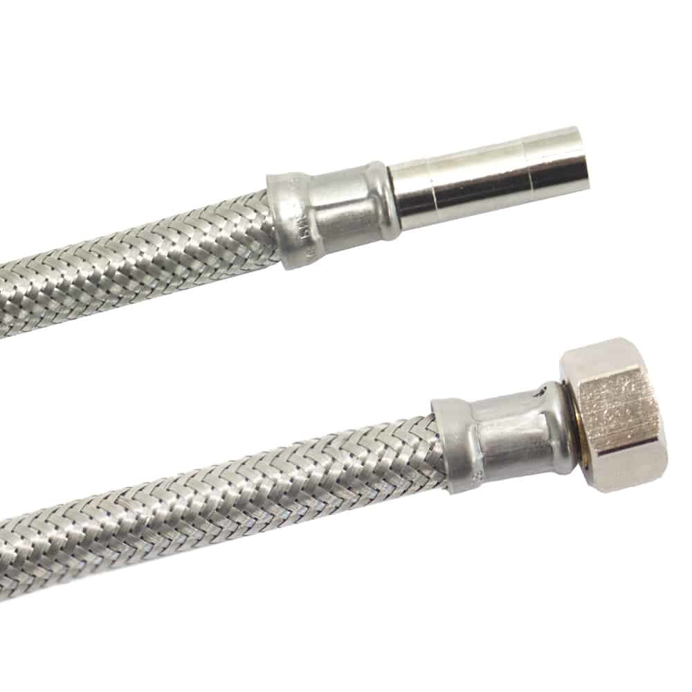 DN8 DVGW pancierová hadica s nerezovým opletením 3/8" ÜM x 10mm rúrkový nástavec 300 mm