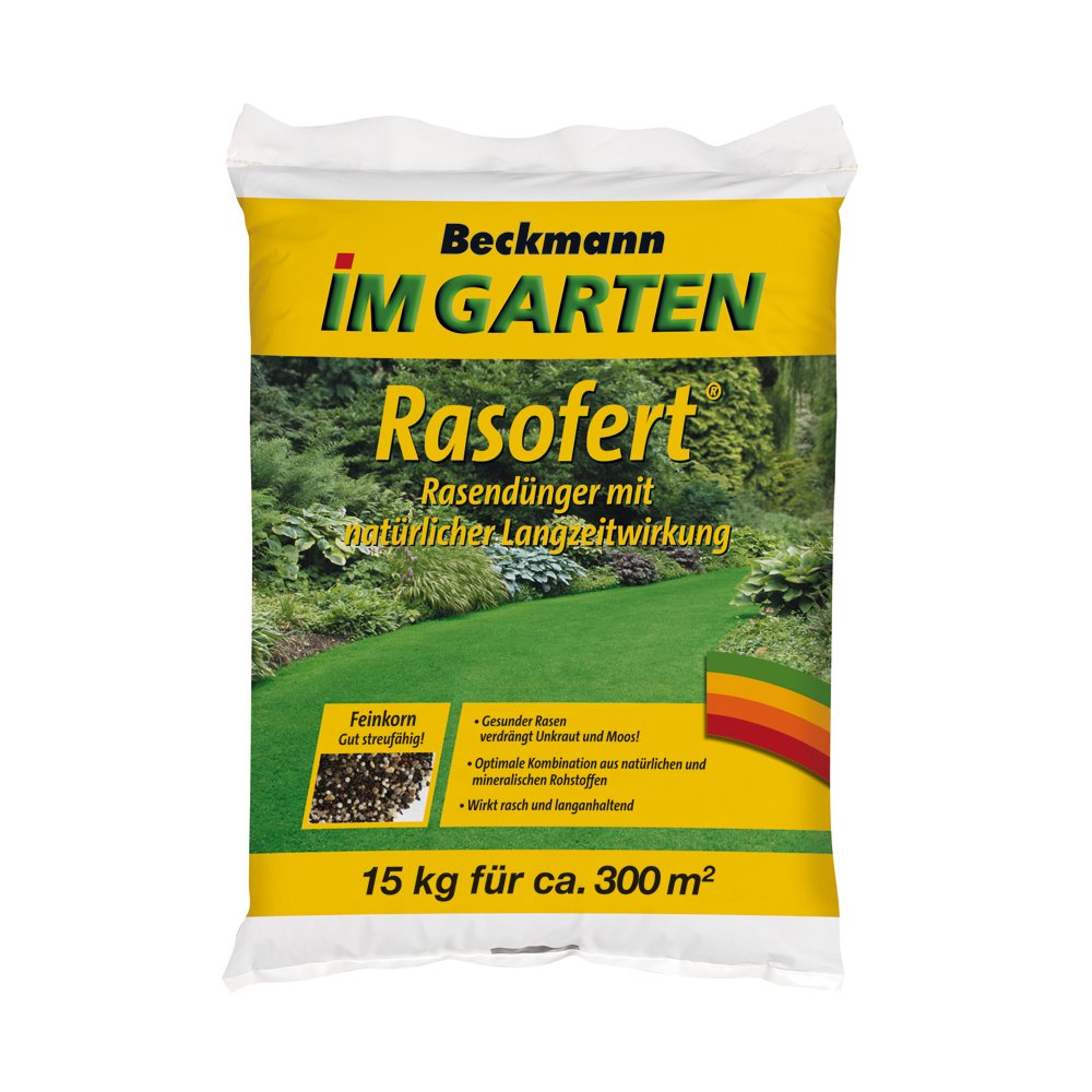 15 kg Hnojivo na trávnik Beckmann Rasofert®, organicko-minerálne na cca. 300 m²