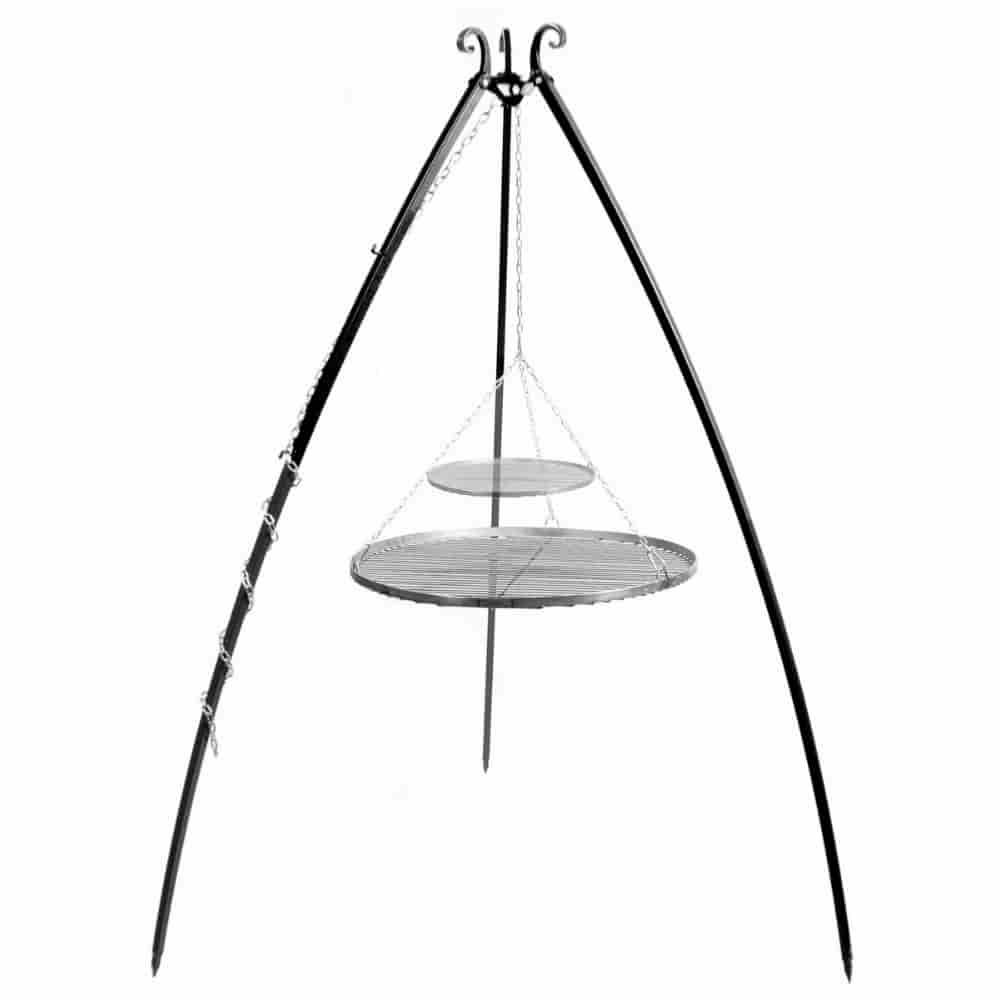 Otočný gril 200 cm + dvojitý rošt z nehrdzavejúcej ocele 70 cm a 40 cm