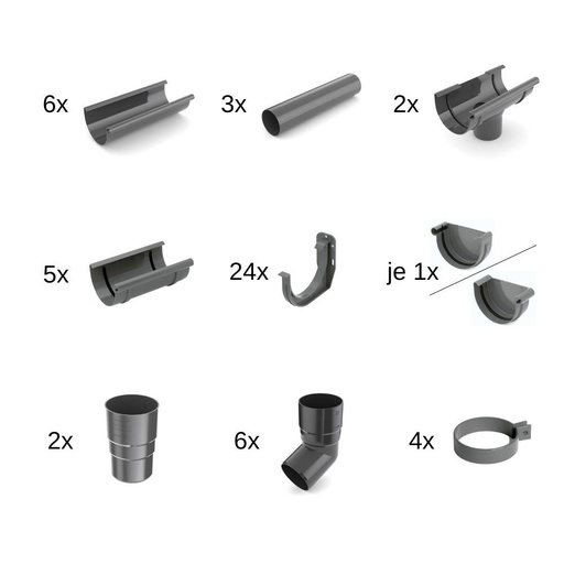 [BONI-62-024E-SET12] Súprava dažďového žľabu 12m grafit Systém 125