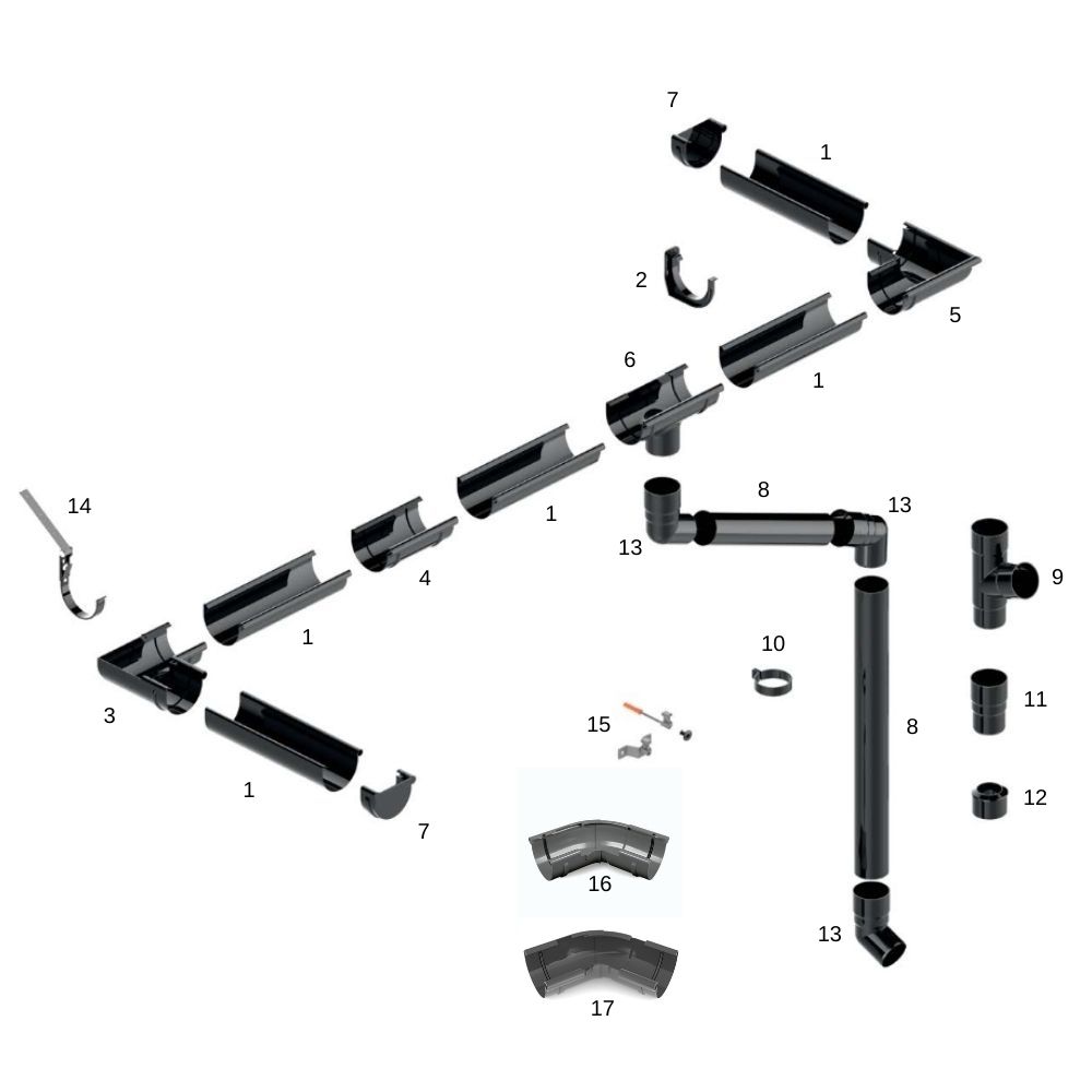 Spoj žľabu grafitový systém 125-5